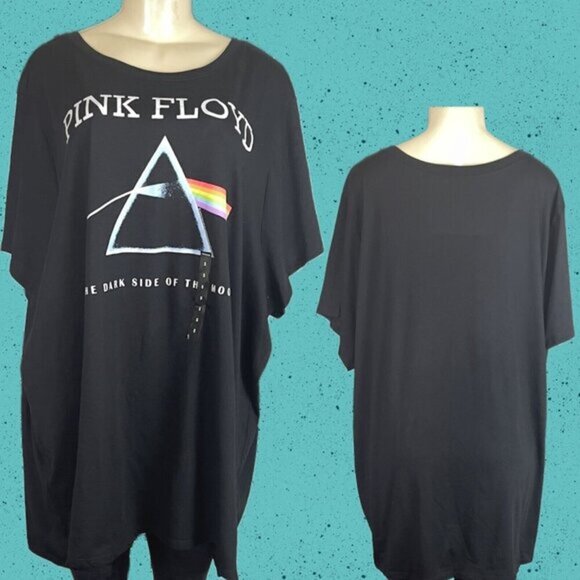 Pink Floyd +5 Black The Dark Side Of The Moon Graphic Crew Neck Short Sleeve Tee - Picture 1 of 6